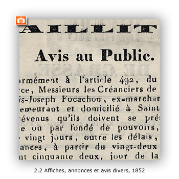 Affiches, annonces et avis divers, 1852 - Image en taille réelle, .JPG 97Ko (fenêtre modale)