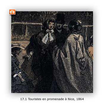 Touristes en promenade à Nice, extrait de Nice et Savoie, 1864