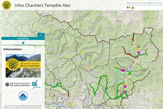 Infos Chantiers Tempête Alex - Prenez connaissance des chantiers actuels - Département des Alpes-Maritimes