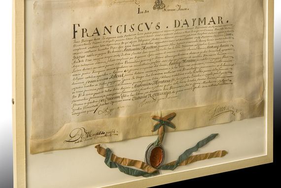 Brevet de licence accordé à Antoine Mouton de Grasse par la faculté d'Aix, 1684 (1J669) - Image en taille réelle, .JPG 564Ko fenêtre modale