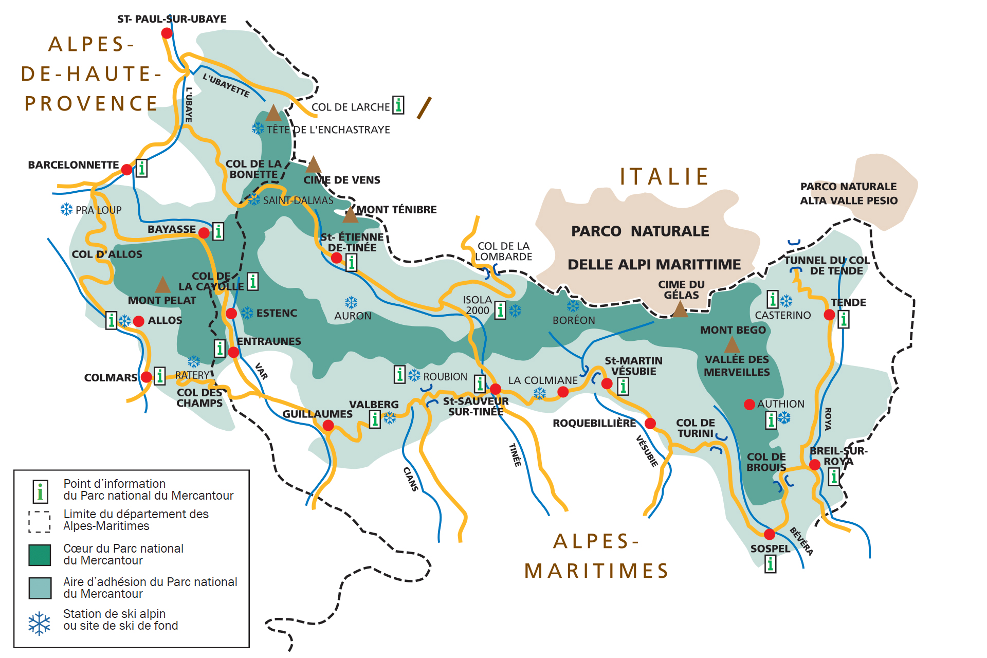 Carte du Parc national du Mercantour