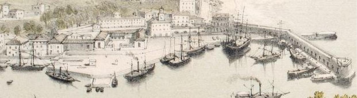 L'entrée du port de Nice en 1864.