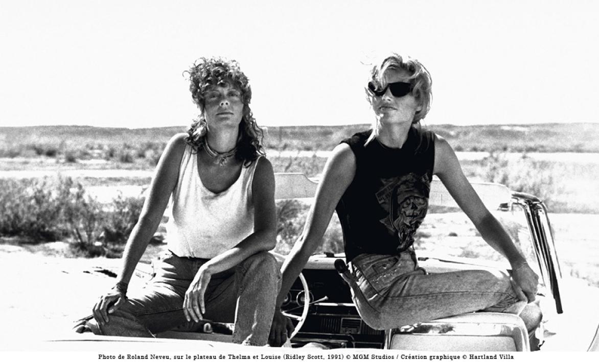 Photo de Roland Neveu, sur le plateau de Thelma et Louise (Ridley Scott, 1991) © MGM Studios / Création graphique © Hartland Villa
