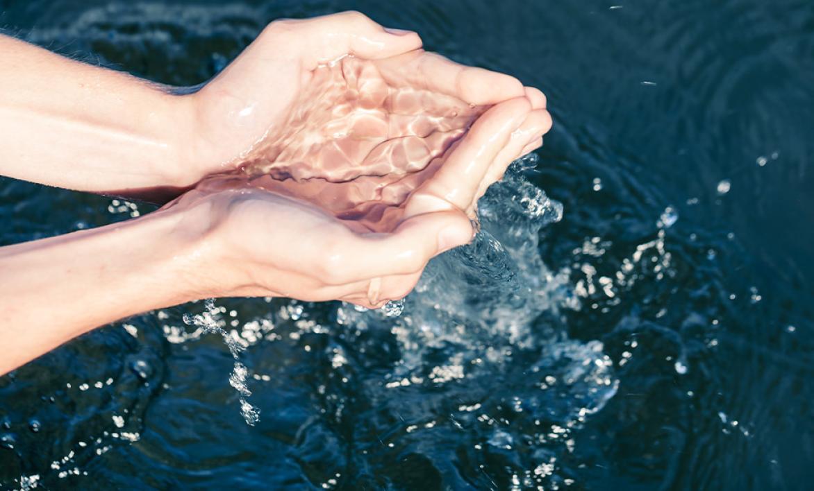 Des mains dans de l'eau.
