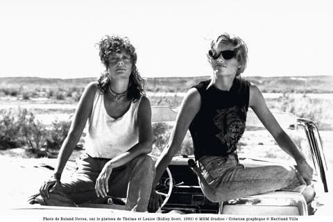 Photo de Roland Neveu, sur le plateau de Thelma et Louise (Ridley Scott, 1991) © MGM Studios / Création graphique © Hartland Villa