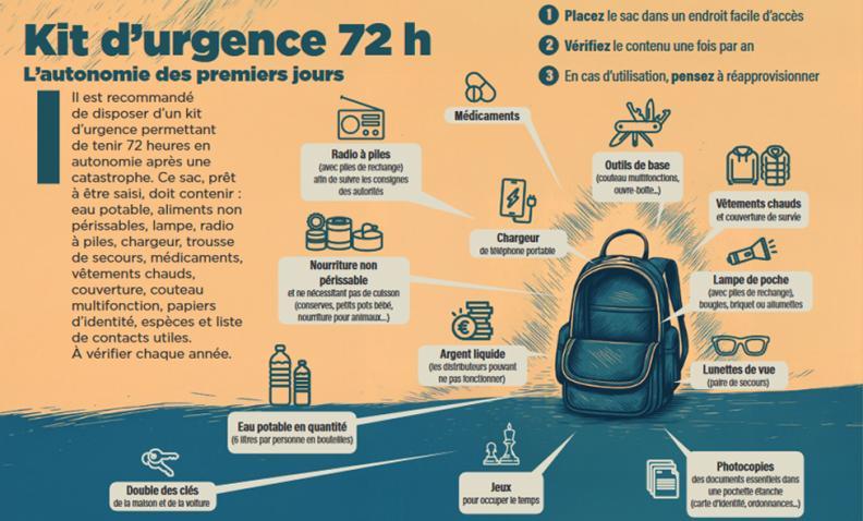 Kit d'urgence 72h - Risques majeurs - Agrandir l'image, fenêtre modale